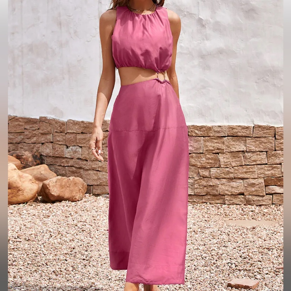 Cupshe Pink Two Piece Dress with Ring Attaching Top and Skirt